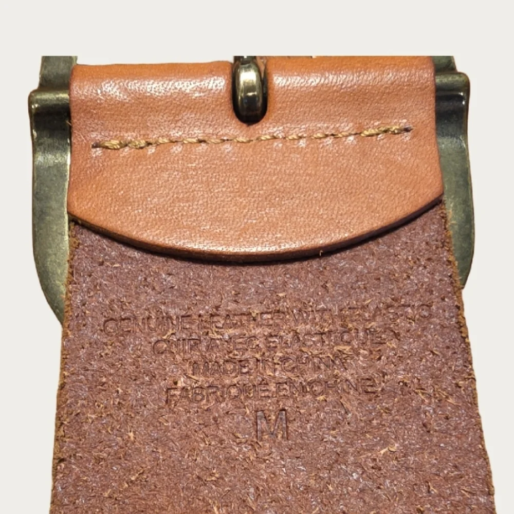 Vintage Saddle Brown Woven Leather Belt  Up To 29